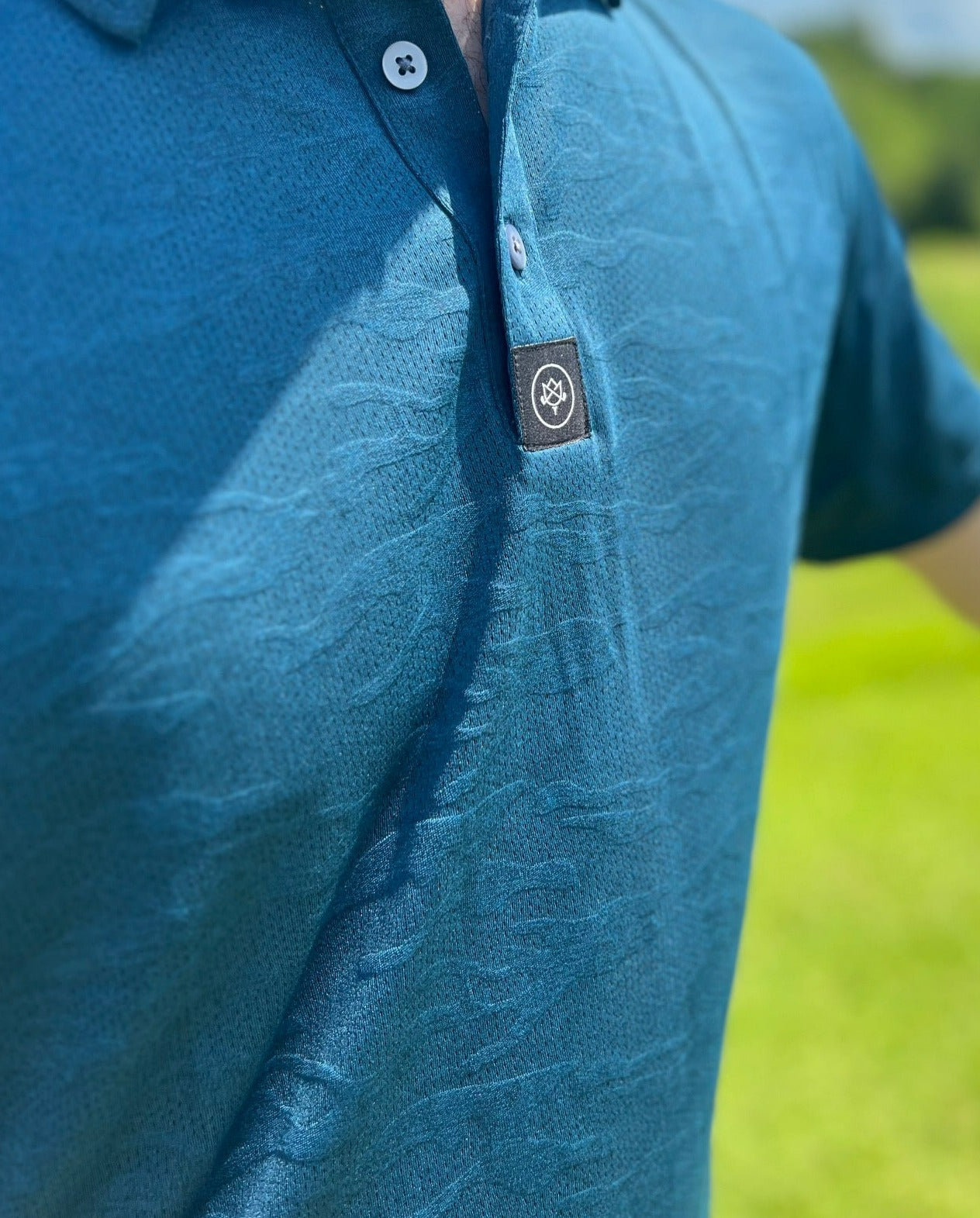 Camo Textured Polo - Teal