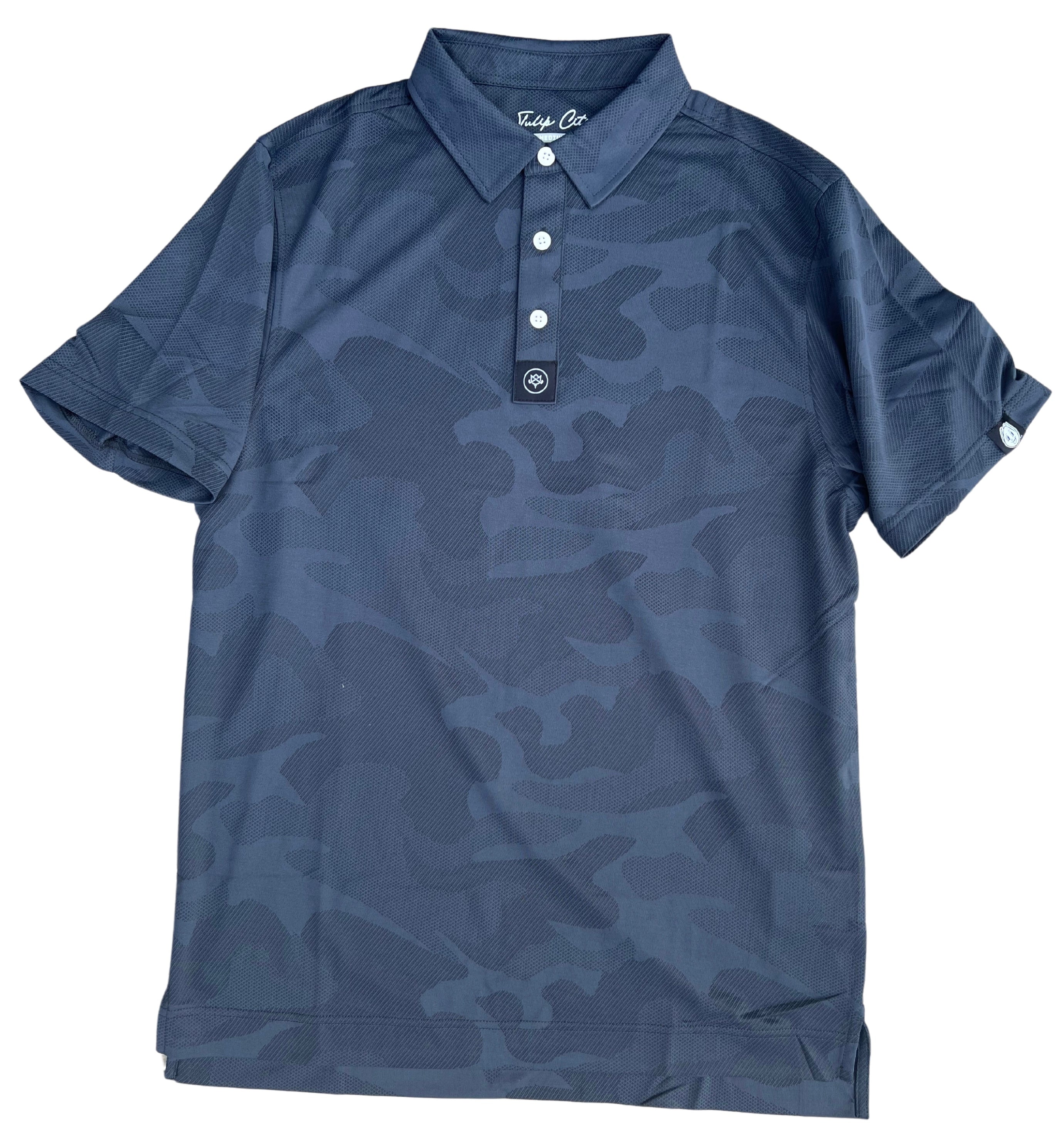 Camo Textured Polo - Dark Grey