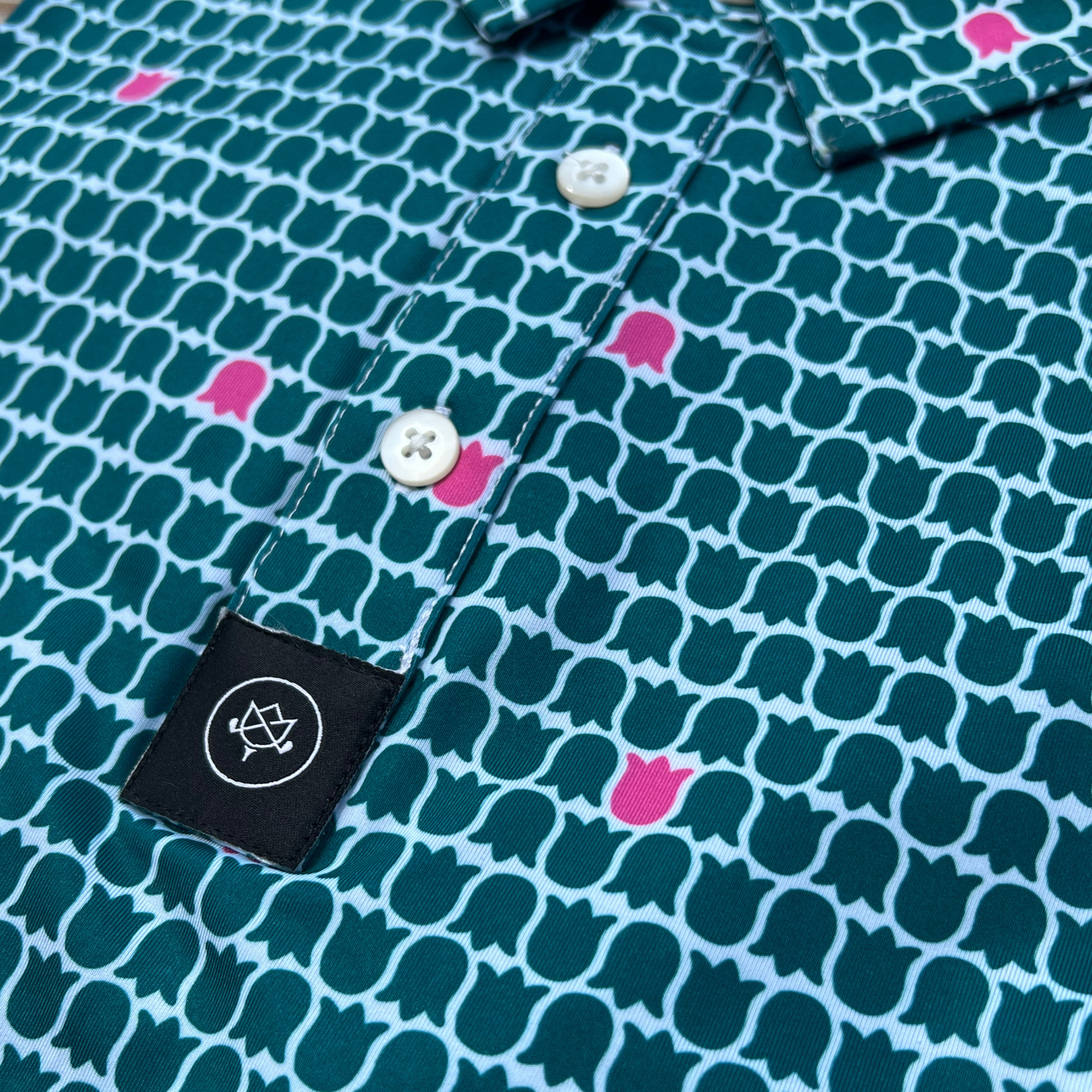 Tulip Fields Polo - Teal Green/Azalea Pink
