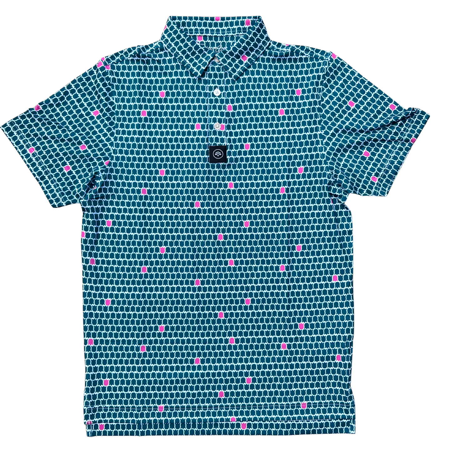 Tulip Fields Polo - Teal Green/Azalea Pink