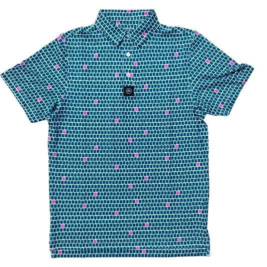 Tulip Fields Polo - Teal Green/Azalea Pink