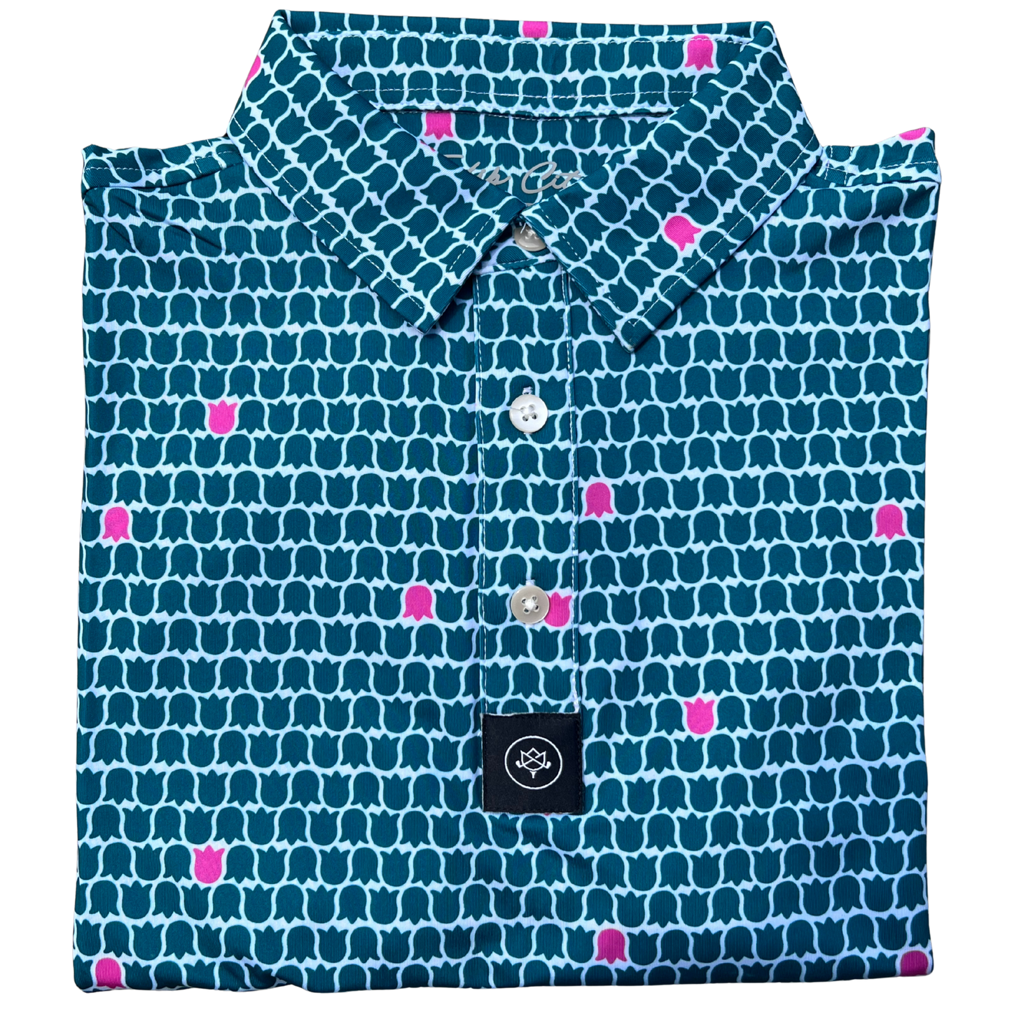 Tulip Fields Polo - Teal Green/Azalea Pink